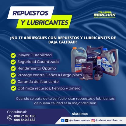 Repuestos y lubricantes
